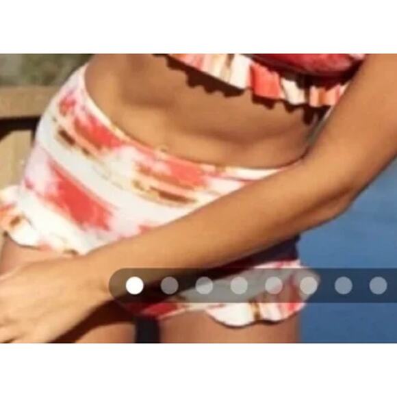 Aerie High Waisted Full Coverage Ruffle Tie Dye Pink Bikini Swim Bottoms NWT M - Picture 13 of 13